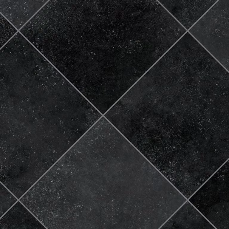 Vinyl Flooring UK Black Chequers Effect Geometric Tile Look Vinyl Flooring Sheet, Thickness: 2.0 mm, W: 300 cm x D: 500 cm
