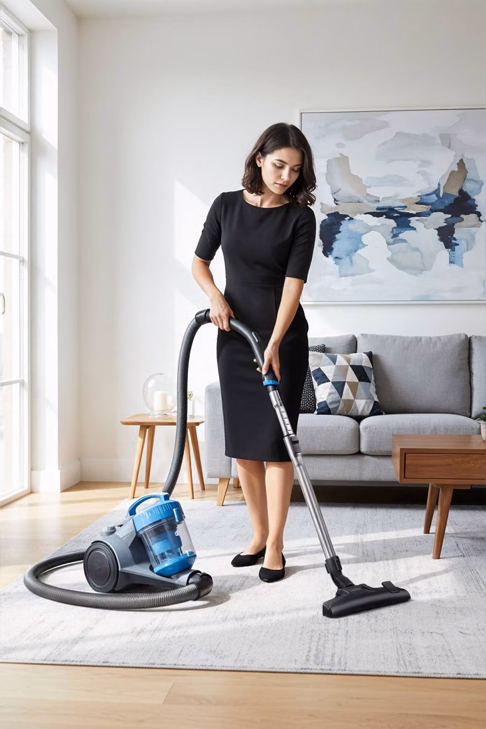 Living and Home 960W Bagless Canister Vacuum Cleaner with 2.5L Capacity and Washable Filters in Blue and Multicolour – 2