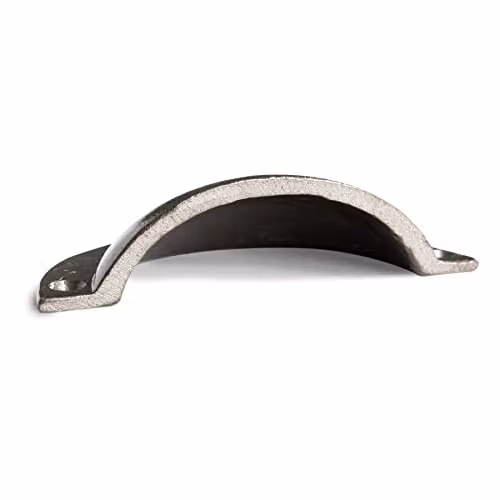 Hammer and Tongs Curved Cabinet Drawer Pulls in Raw Iron, Pack of 4, W: 9.5 cm, H: 4.6 cm – 3
