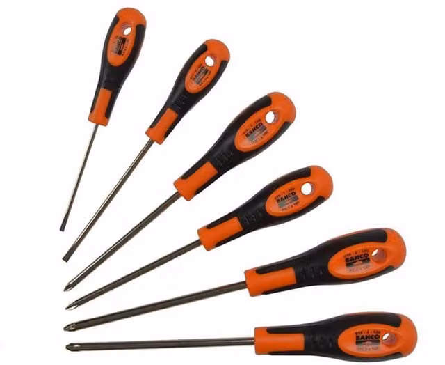 Bahco 600 Series 6 Piece Manual Screwdriver Set in Black and Orange