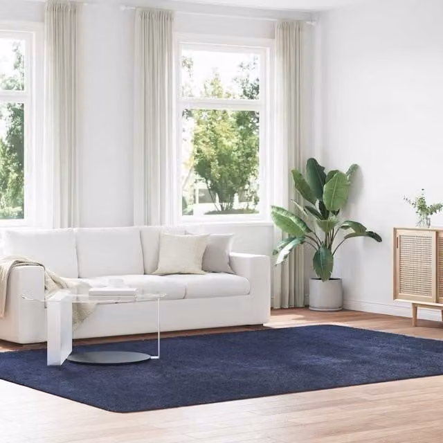 Berkfield Home NAVARRA Navy Blue Shaggy High Pile Polyester Rug, W: 240 cm, D: 340 cm