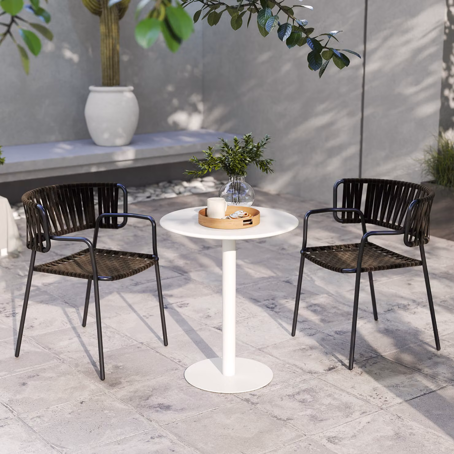 HOMCOM Round White Dining Table with Metal Base, W/D/H: 60 x 60 x 72 cm – 4