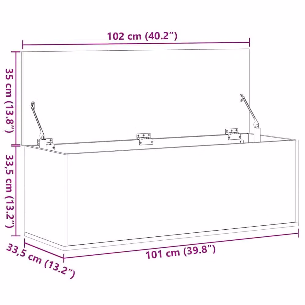 Berkfield Home Sonoma Oak Storage Box in Tan, W/D/H: 102 x 35 x 35 cm – 2