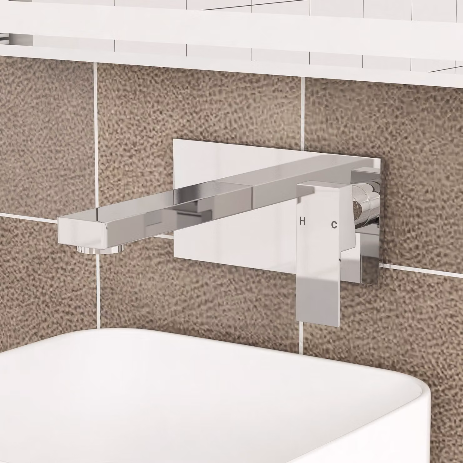 Cassellie Form Wall Mounted Basin Mixer Tap in Chrome