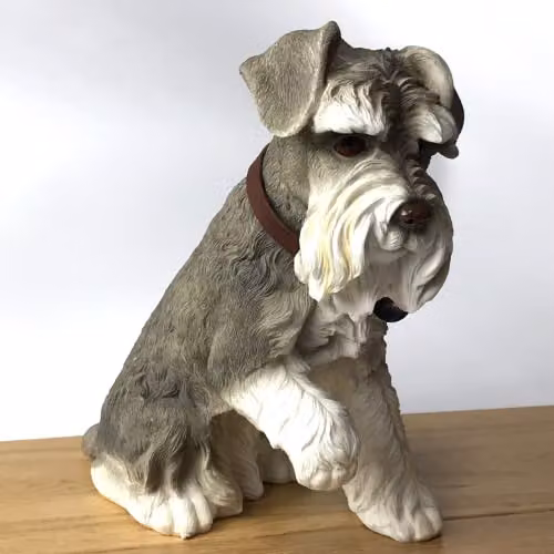 Leonardo Realistic Sitting Schnauzer Figurine in Grey and Multicolour – 1