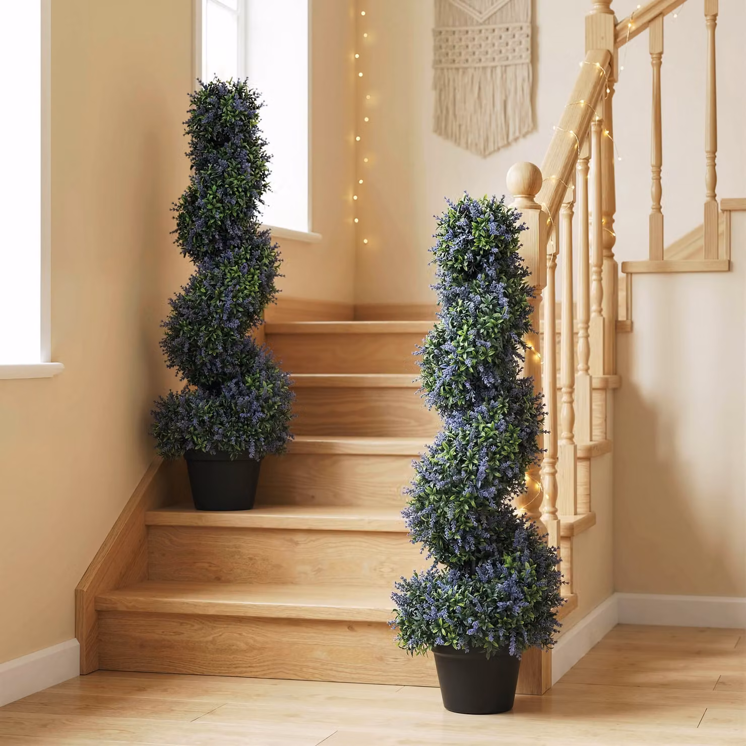 HOMCOM Set of 2 Artificial Lavender Topiary Trees in Purple, Height: 90 cm – 2