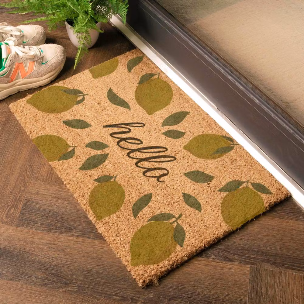 Artsy Mats Hello Lemons Coir Doormat, Brown, W: 60 cm, D: 40 cm – 2