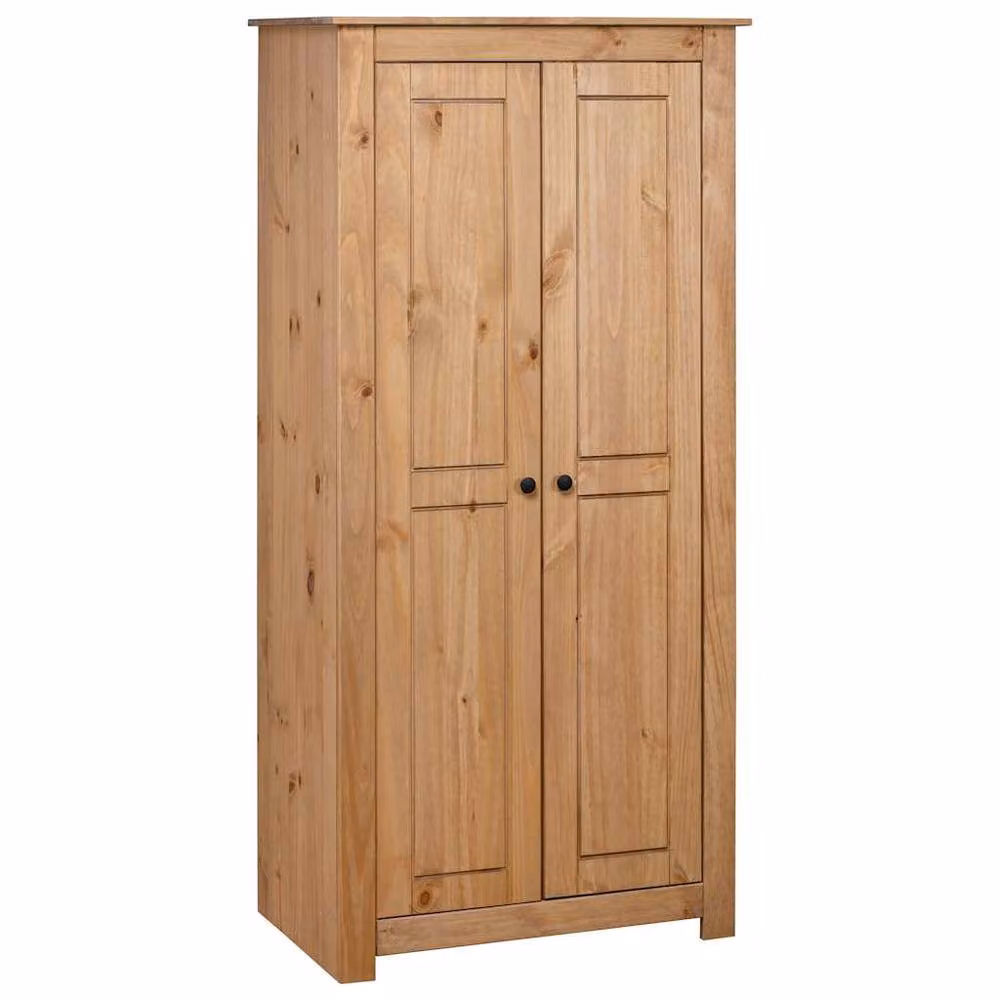 Berkfield Home Panama Range Solid Pine Wardrobe in Brown W/D/H: 80 x 50 x 171.5 cm – 2