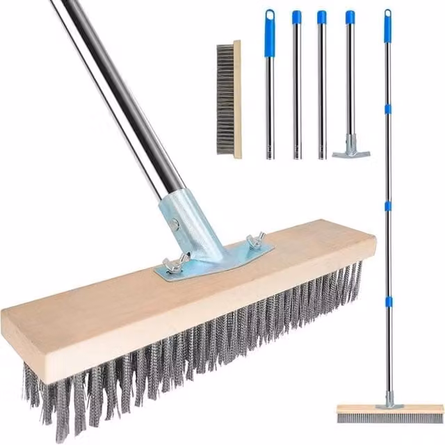 PAWNORA Silver Wire Broom with 160 cm Telescopic Handle