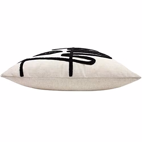 Riva Graphic Square Linen Cushion in Multicolour Beige and White, W/D/H: 50 x 50 x 50 cm – 2