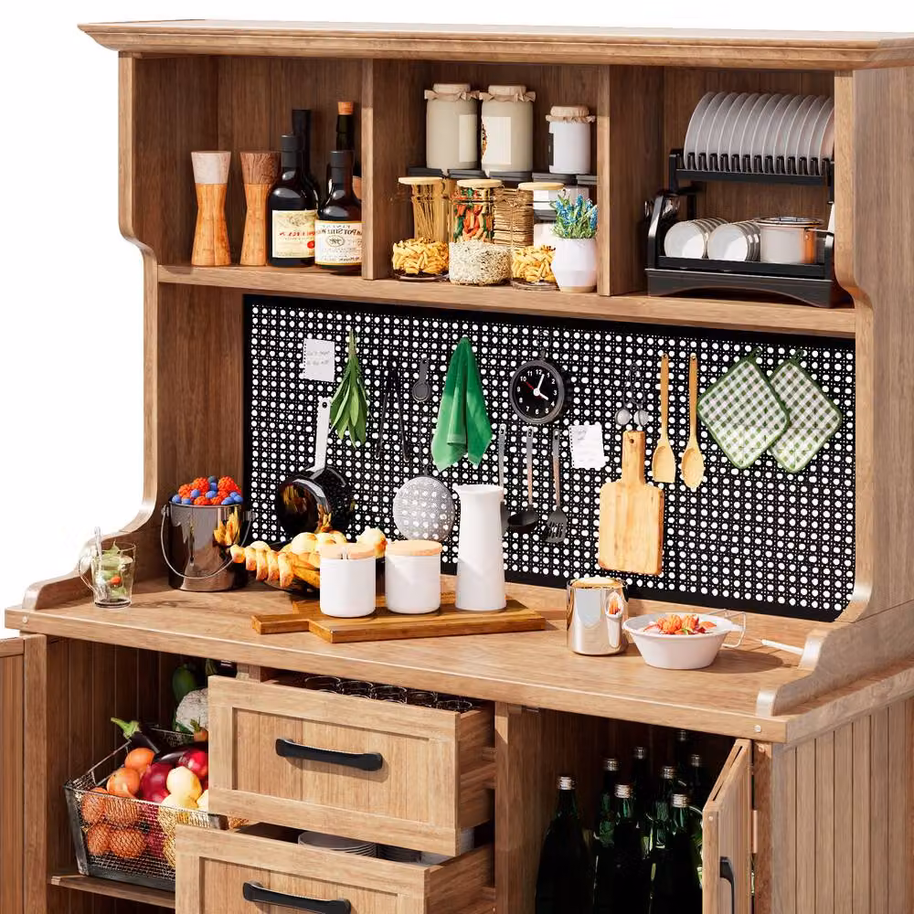 Rolipo Solid Fir Wood Garden Storage Cabinet with Drawers in Brown – 9