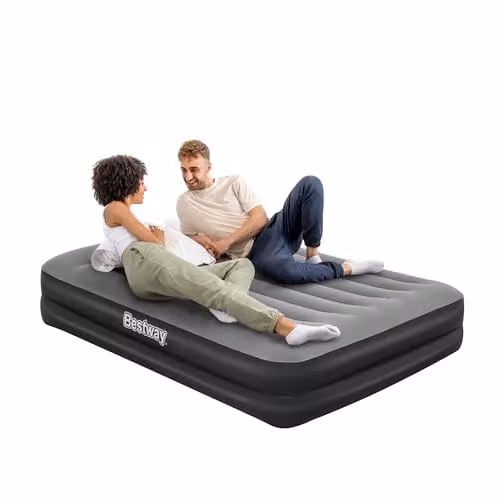 Bestway TriTech Double Airbed with Built-In Pump in Black and Grey, W/D/H: 200 x 150 x 46 cm – 1