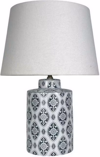 Minster Traditional Ceramic Table Lamp and Shade in White, W/D/H: 20 x 20 x 43 cm