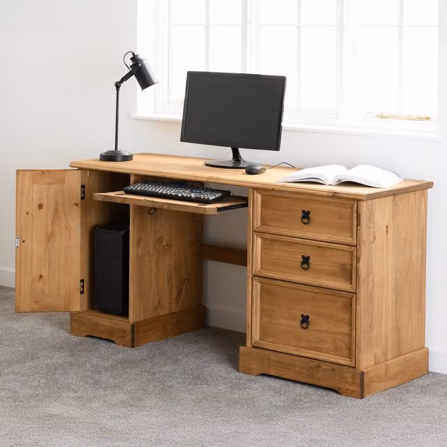 Seconique Corona Rustic Pine Computer Desk in Brown