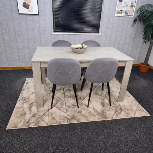 Kosy Koala Modern Rectangular Dining Table Set with 4 Chairs in Grey and Brown, W/D/H: 140 x 80 x 75 cm – 5