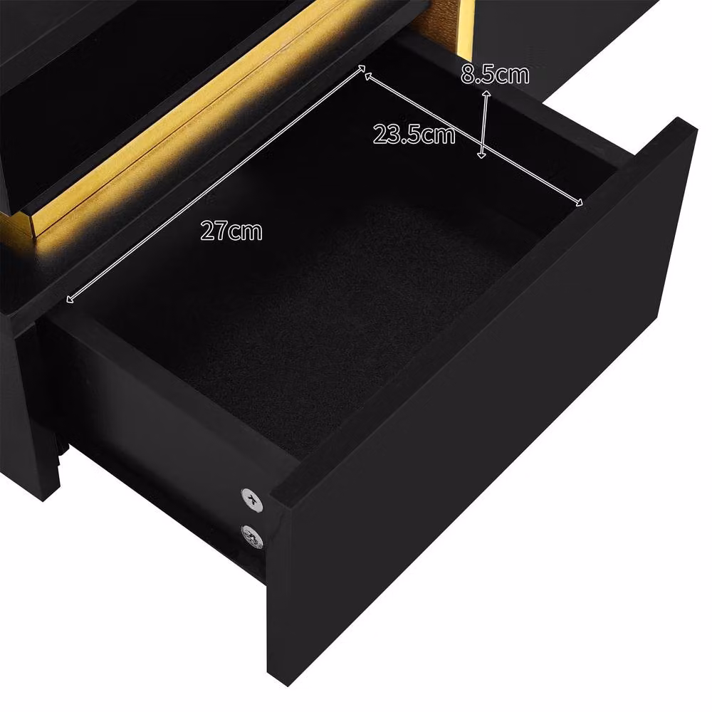 ModernLuxe Black and Gold Coffee Table with Drawers and Glossy Finish, W/D/H: 70 x 35.5 x 60 cm – 6