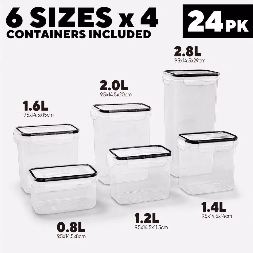NESTLUNE 24-Piece Airtight and Leakproof Dry Food Storage Container Set in Transparent Plastic – 1