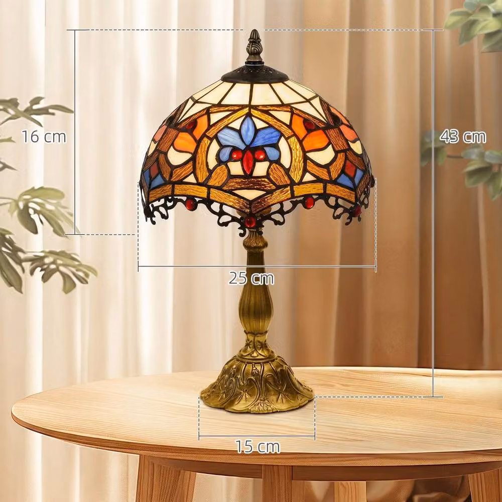 Wyld Haus Capitti Multicoloured Stained Glass Table Lamp with Metal Base – 3