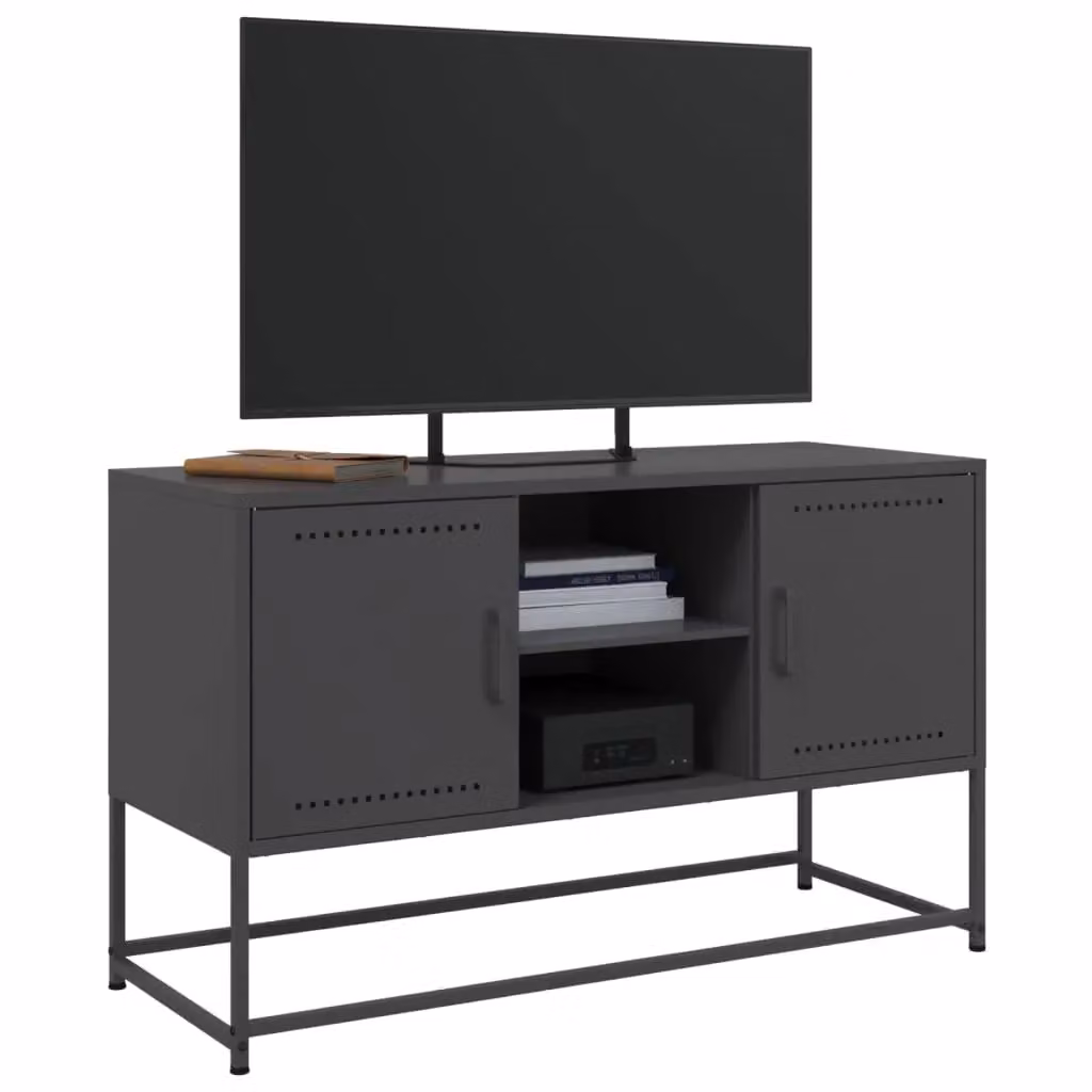Berkfield Home Industrial TV Cabinet in Black Metal, W/D/H: 100.5 x 39 x 60.5 cm – 4