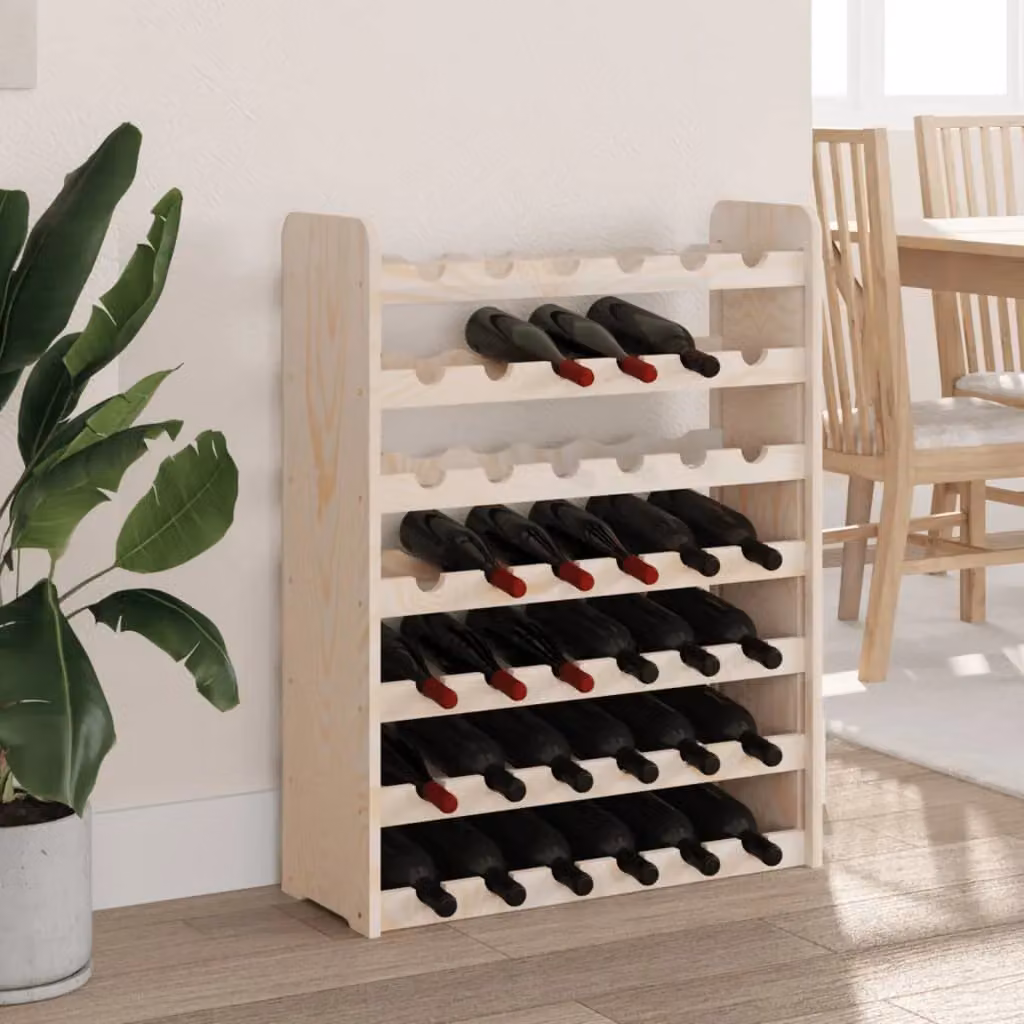 Berkfield Home Rustic Solid Wood Pine Wine Rack, Brown, W: 67.5 cm, D: 25 cm, H: 87 cm – 3