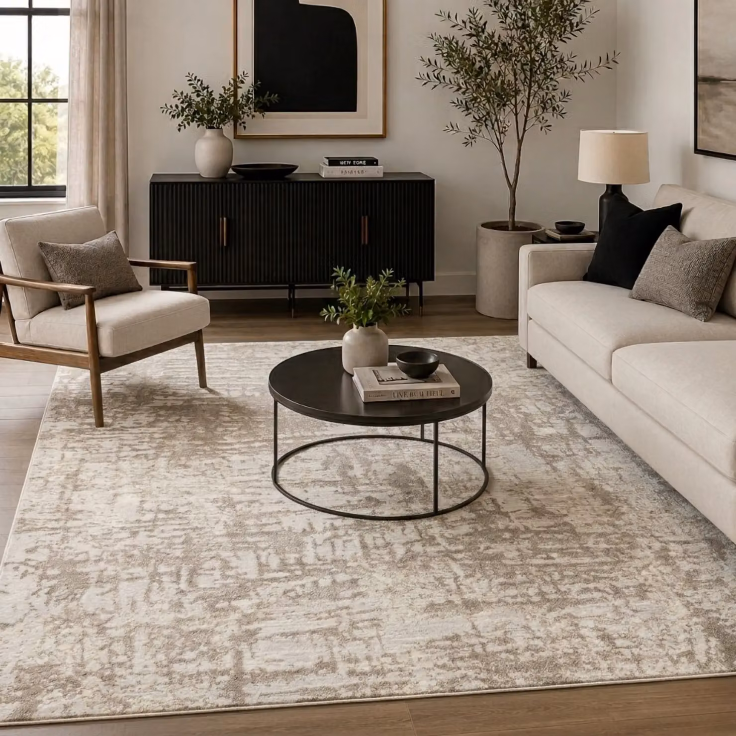 Desire Rugs Serenity Modern Abstract Area Rug in Sand, Grey and Gold, W: 80 cm, L: 150 cm – 2