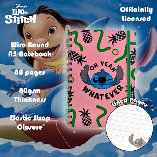 Disney Lilo and Stitch Oh Yeah Whatever Design A5 Wiro Notebook with Lined Paper – 4