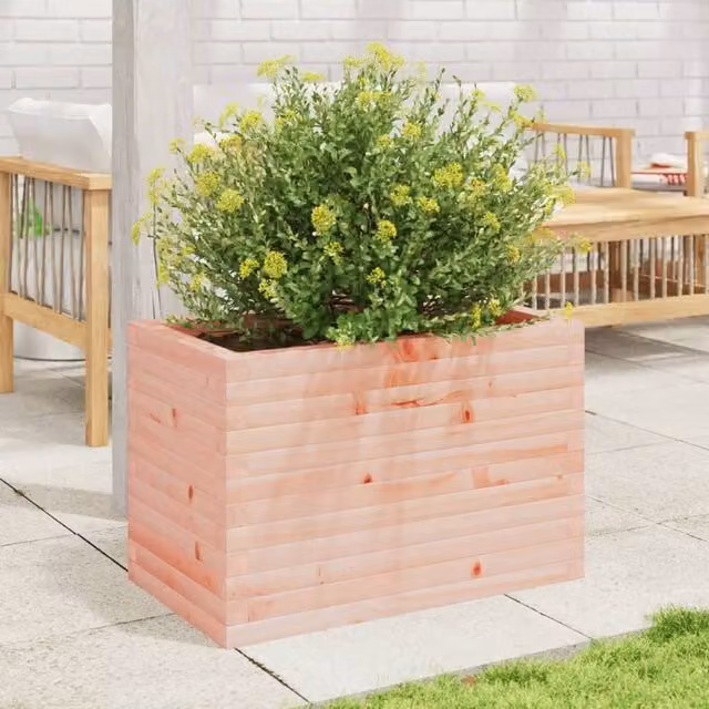 Berkfield Home Decorative Garden Planter, Solid Wood, Brown, W: 70 cm, D: 40 cm, H: 45.5 cm