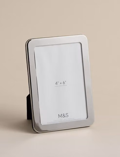 M&S Silver Metal Single Round Tabletop Photo Frame, 10 x 15 cm