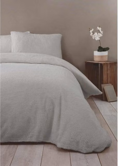 Rapport Silver Sherpa Fleece Duvet Cover Single 90x200 cm