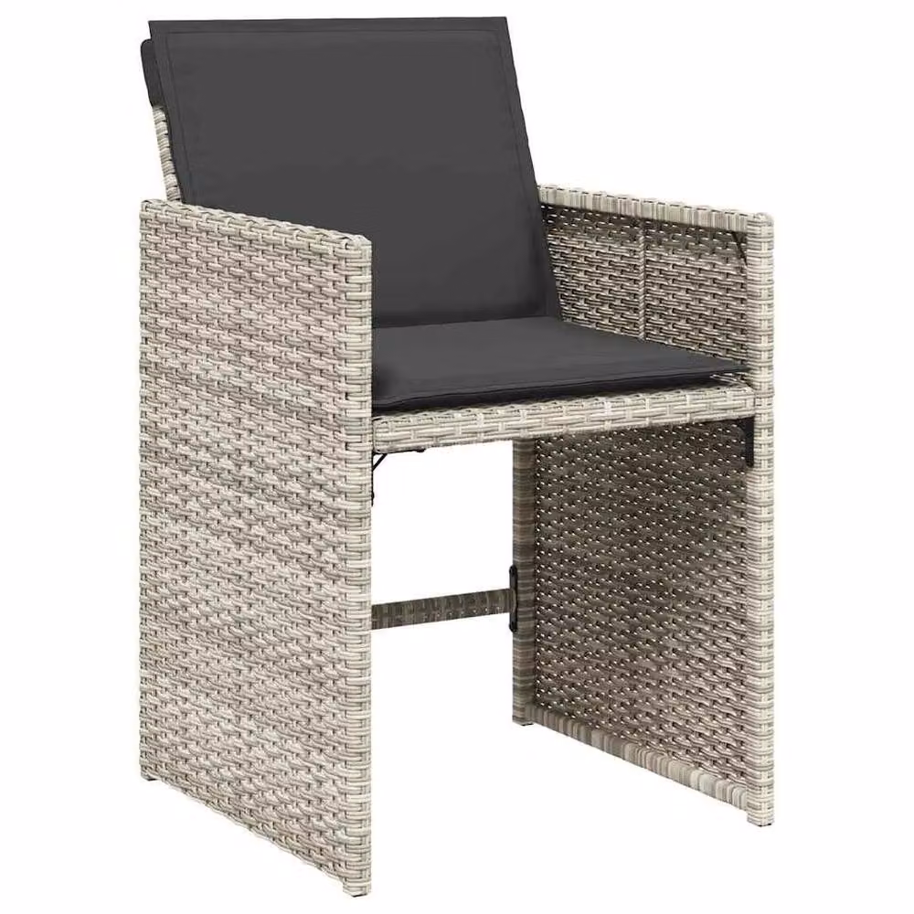 Berkfield Home 15 Piece Garden Dining Set with Light Grey Poly Rattan Cushions – 3