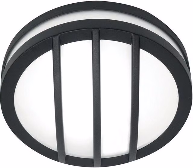 Loops Modern Round Outdoor IP54 Wall Light in Graphite with E27 LED Compatibility