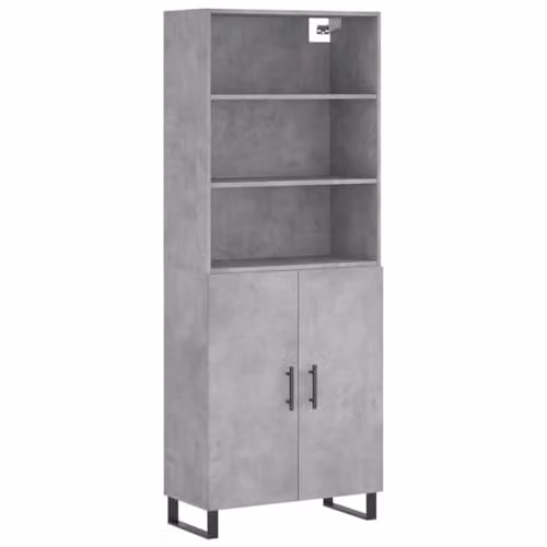 vidaXL Modern Highboard in Grey with Hinged Doors and Internal Shelves, W/D/H: 69.5 x 34 x 180 cm