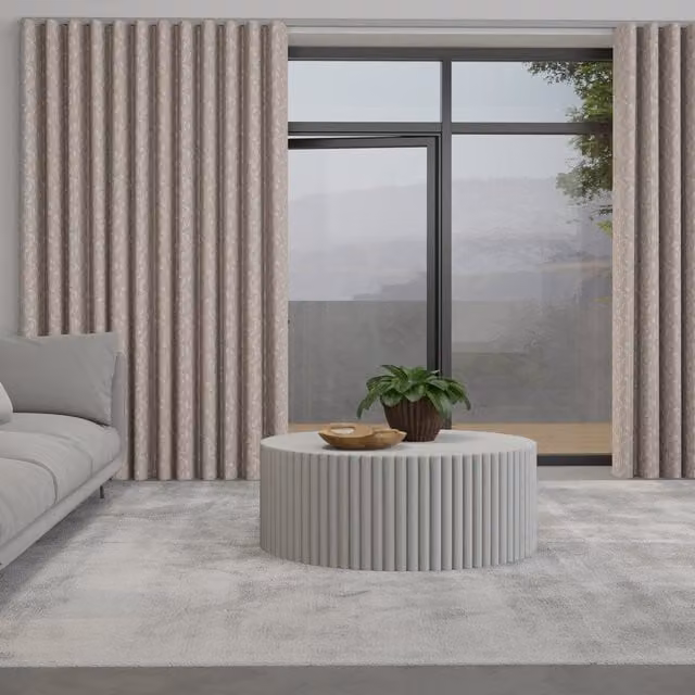 Terrys Leaf Vine Made to Measure Wave Blackout Curtain in Pink and Beige