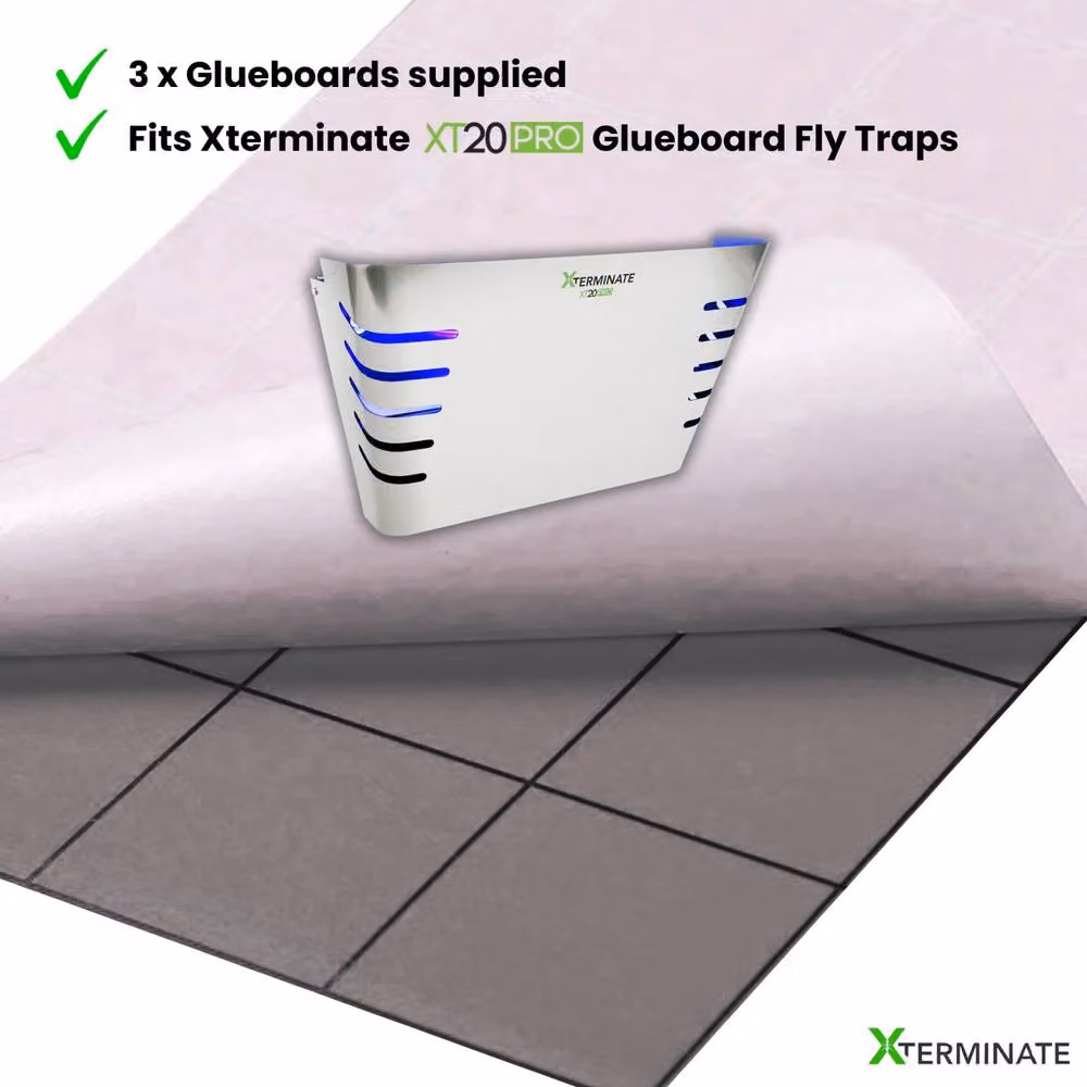 Xterminate Sticky Fly Trap Killer Glue Board Replacements, Black, W: 83.82 cm, H: 21.59 cm, D: 21.59 cm – 2