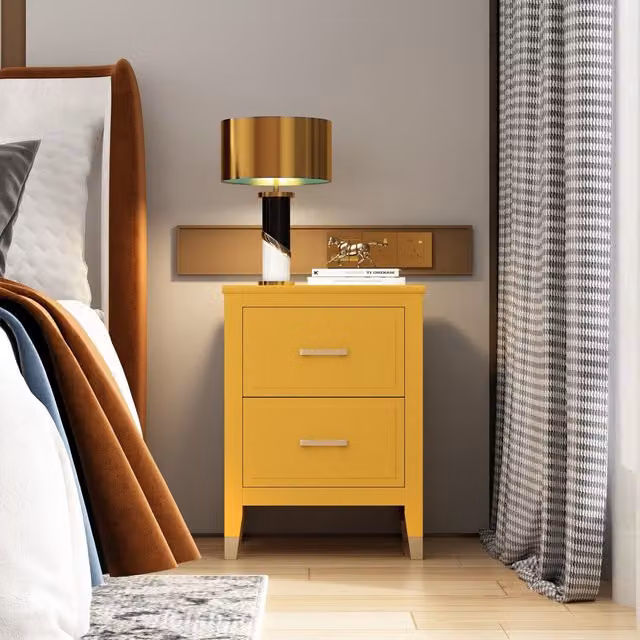 Cabinet Bits Modern Yellow Metal Bedside Table