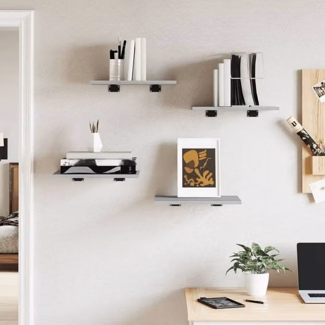 Berkfield Home Set of 4 Grey Sonoma Wall Mounted Shelves, W/D/H: 40 x 30 x 1.5 cm – 1