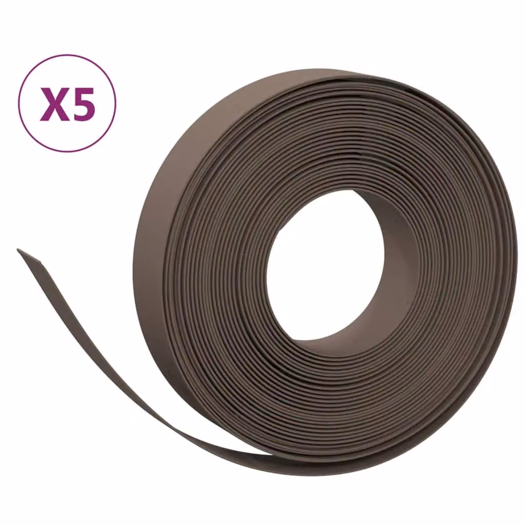 Berkfield Brown Polyethylene Garden Edgings, 5 Pieces, 10 m Total Length – 2