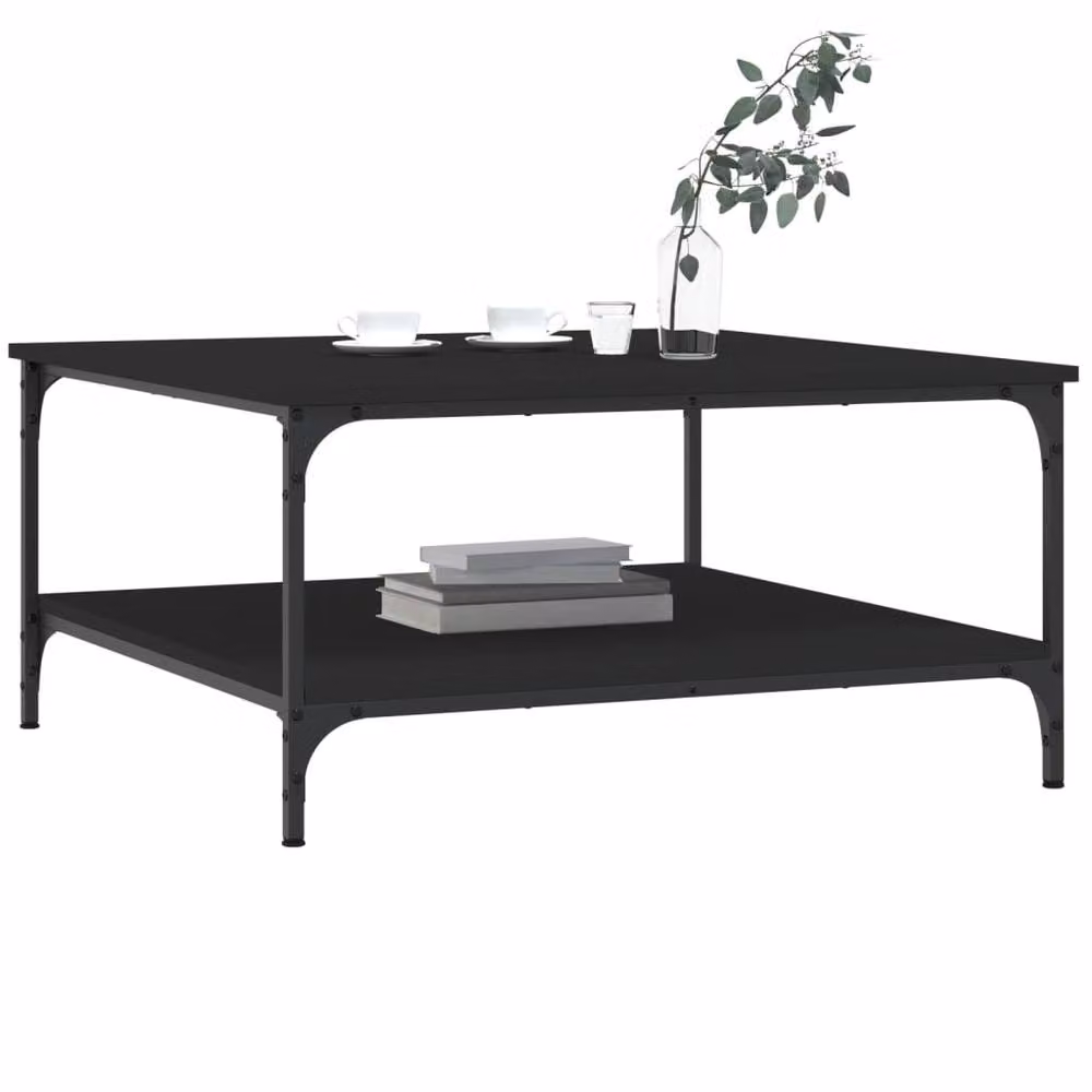 Berkfield Home Black Square Coffee Table in Engineered Wood W/D/H: 80 x 80 x 40 cm – 3