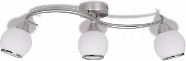 Berkfield Home Modern Ceiling Lamp with White Glass Sphere Shades and Silver Waving Rail for 3 x E14 Bulbs – 1