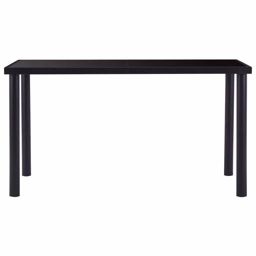 Berkfield Home Black Rectangular Dining Table with Tempered Glass Top, W/D/H: 140 x 70 x 75 cm – 2