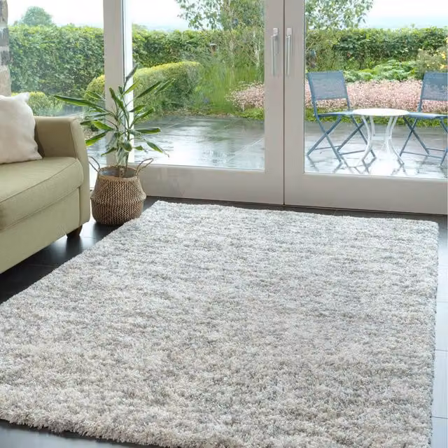 The Rug House Soft Shaggy Mottled Area Rug in Silver Grey, W: 230 cm, D: 160 cm