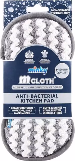 Minky M Cloth Antibacterial Kitchen Pad in Grey and White