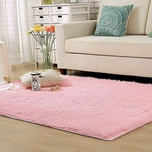 YnysTec Large Shaggy Pink Rug, Soft Fluffy Anti-Slip Carpet for Living Room or Bedroom, W: 120 cm, D: 60 cm
