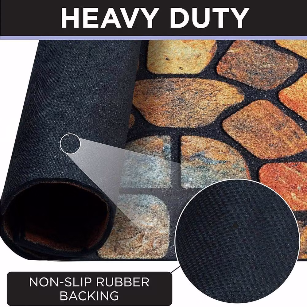 Havendro Anti-Slip Semicircular Slate Effect Door Mat, Multicolour, W: 127 cm, D: 67 cm, H: 0.8 cm – 3