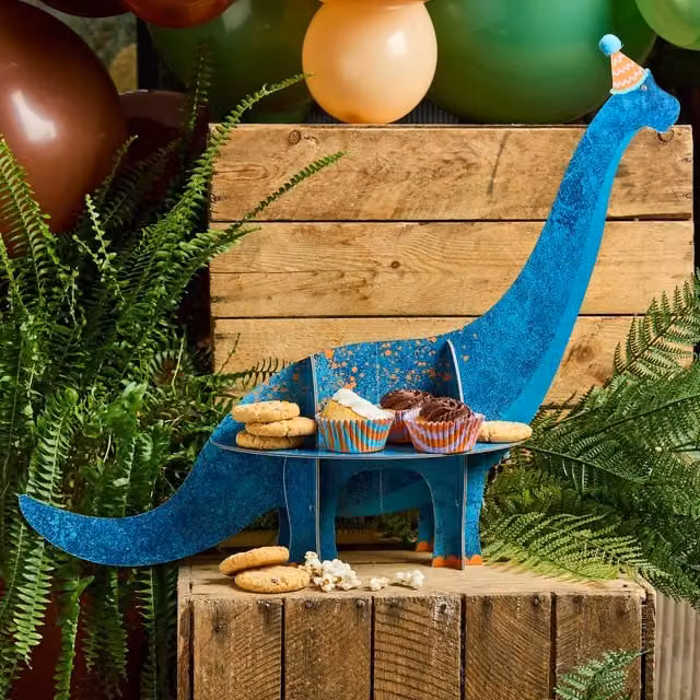 Club Green Dinosaur Treat Stand Tabletop Decoration in Green, Blue and Multicolour