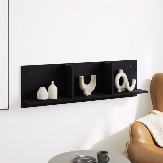 Berkfield Home Wall Mounted Cabinet in Black Matt MDF, W: 100 cm, D: 30 cm, H: 16.5 cm