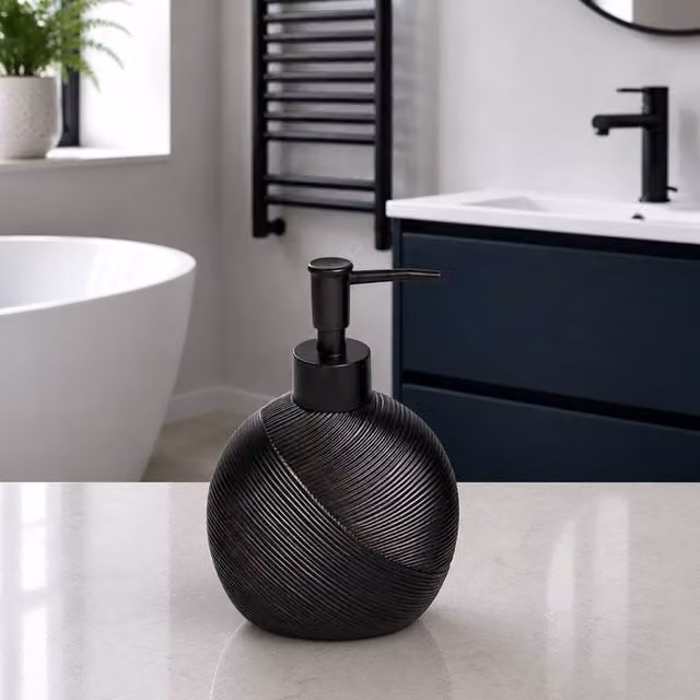 Showerdrape Ripple Textured Liquid Soap Dispenser in Black