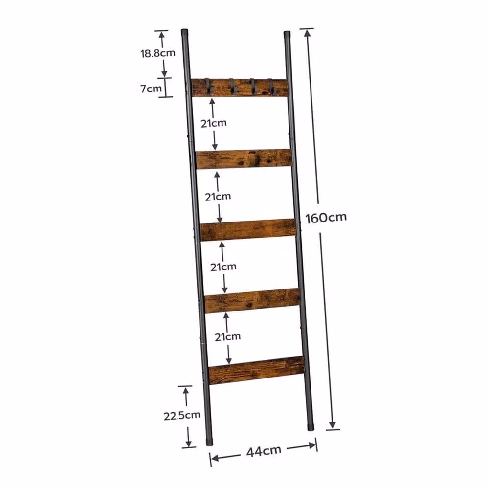 Nordara Brown Freestanding Towel Ladder Rack and Blanket Shelf, W: 44 cm, H: 160 cm – 1
