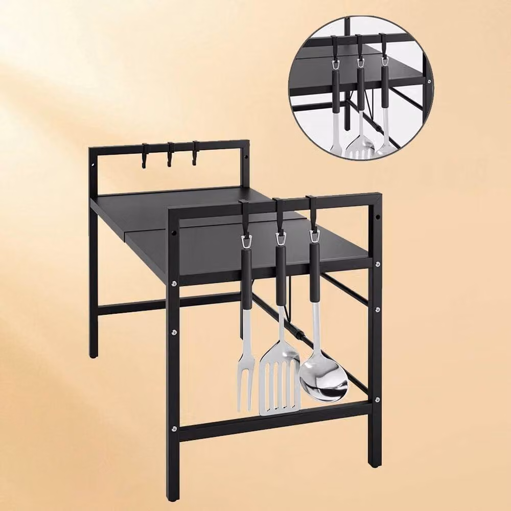 SPETLEK 2-Tier Expandable Microwave Oven Rack Stand in Black – 2