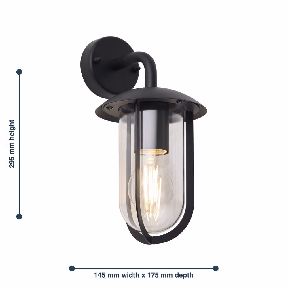 First Choice Lighting Bronty Black Outdoor Wall Light with Transparent Glass – 4